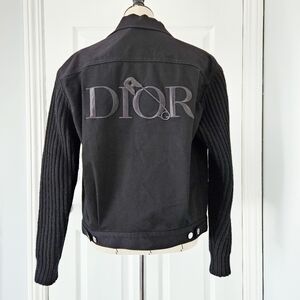 Dior Black Demin Jacket with Knit Sleeves